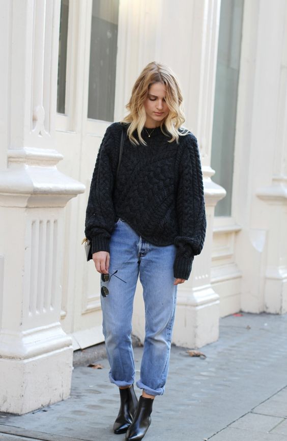 sweter oversize i jeansy